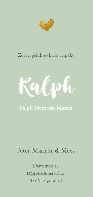 Groen met witte hartjes Achterkant