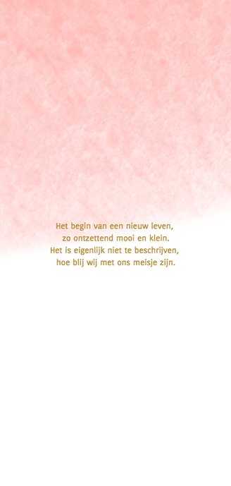 Hallo kaart langwerpig waterverf roze - DH 2