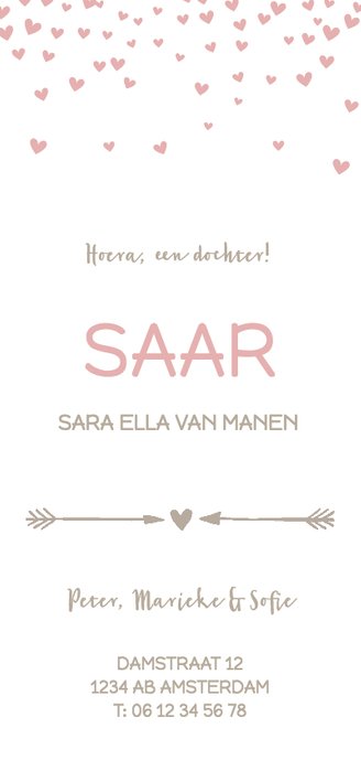 Hartjesregen roze staand Achterkant