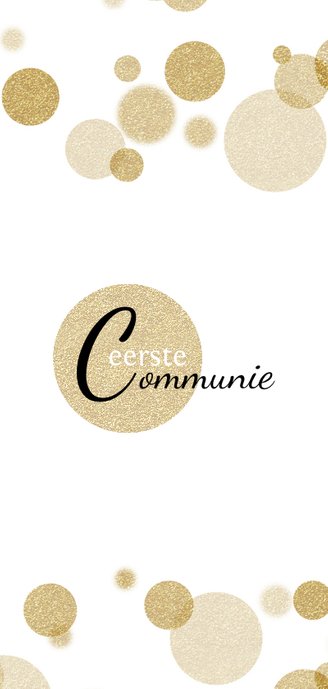 Hippe, communiekaart met foto en goudkleurige confetti 2
