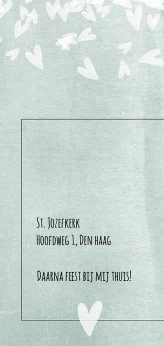 Hippe communiekaart voor een meisje met foto en hartjes 2