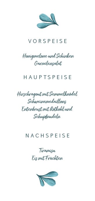 Hochzeits-Menükarte gemalte Zweige 3