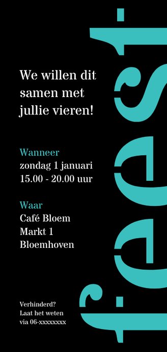 Jubileum 25 jaar getrouwd typografisch Achterkant