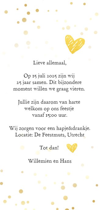 Jubileum - 25 jaar samen foto langwerpig Achterkant