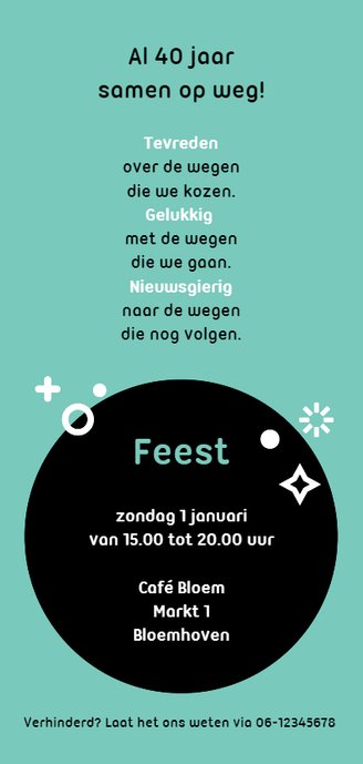 Jubileum 40 jaar getrouwd geometrisch Achterkant