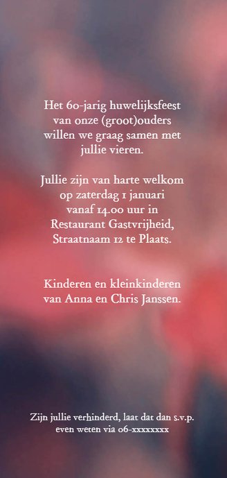 Jubileum 60 jaar getrouwd bloem 3
