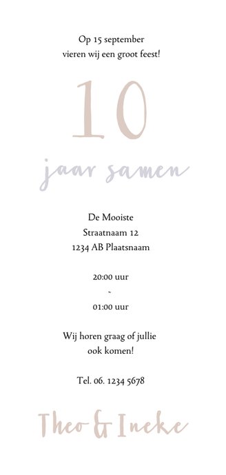 Jubileum collage 10 jaar 3 foto's Achterkant