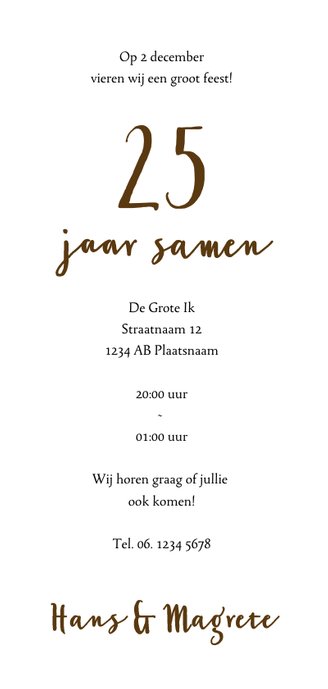 Jubileum collage 25 jaar 3 foto's Achterkant