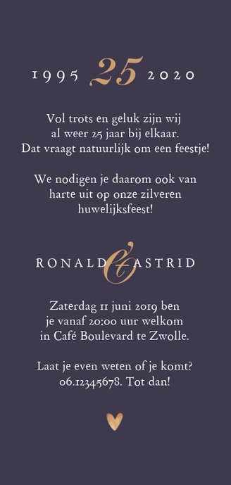 Jubileum uitnodiging stijlvol patroon goud foto's Achterkant