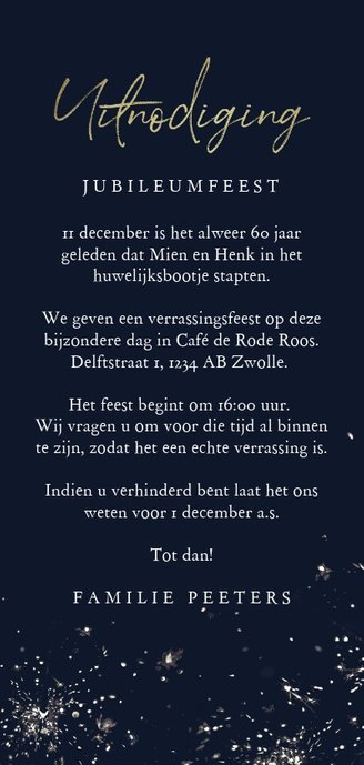 Jubileumfeest 60 jaar vintage sparkle met foto Achterkant