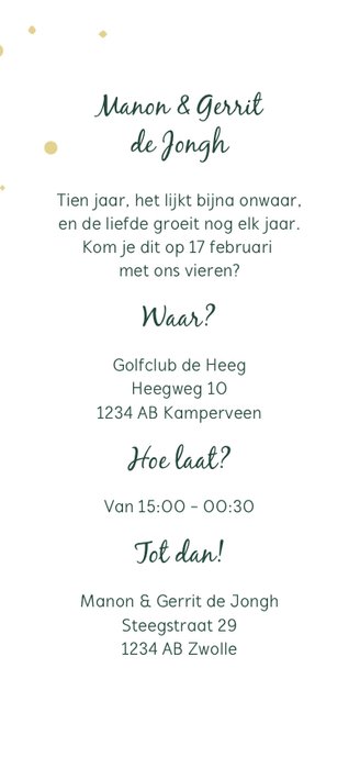 Jubileumkaart '10 jaar getrouwd!' met confetti 3