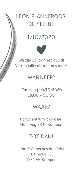 Jubileumkaart 25 jaar met hart 3