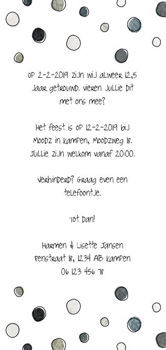 Jubileumkaart 25 jaar met jaartallen, hart en confetti 3