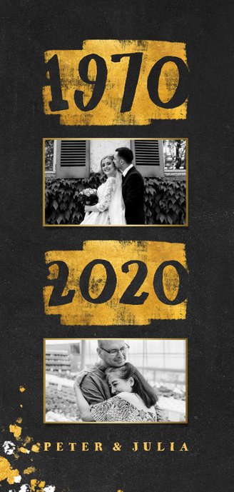 Jubileumkaart goudlook 1970/2020 met foto 2