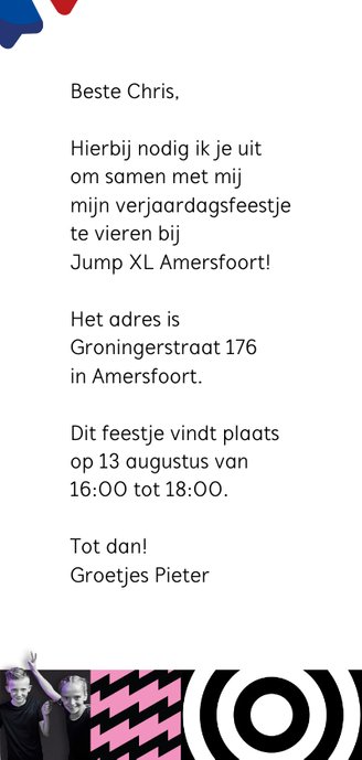 Jump XL uitnodiging JumpParty Jongen/Meisje 3