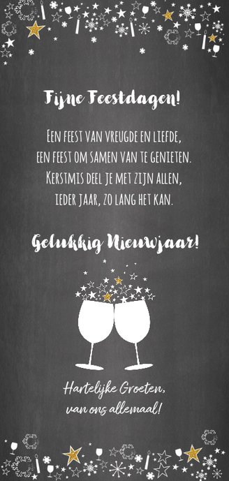 Kerst feestelijke typografische kaart krijtbordlook Achterkant