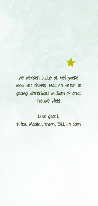 Kerst-verhuiskaart sleutel takjes foto eigen tekst Achterkant