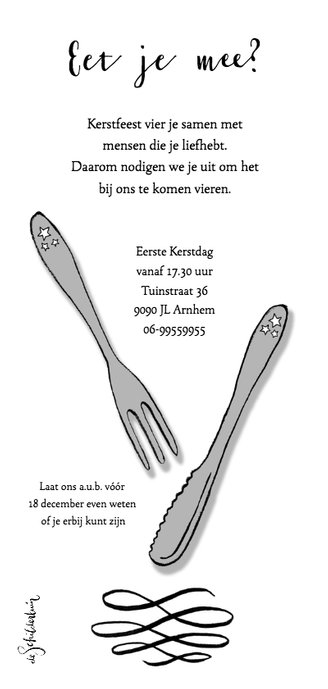 Kerstdiner handlettering bestek geel 2