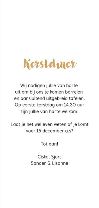 Kerstdiner uitnodiging langwerpig met 6 eigen foto's 3