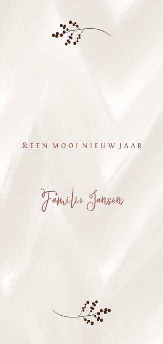 Kerstkaart bloemen takjes kerst Achterkant