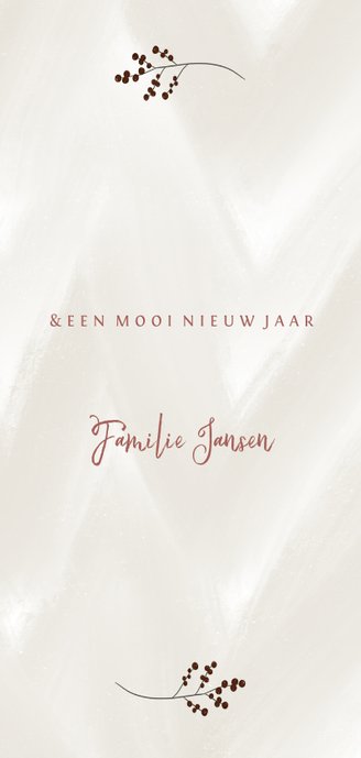 Kerstkaart bloemen takjes kerst Achterkant