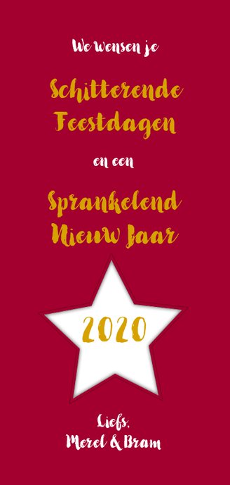Kerstkaart collage langwerpig fotocollage met sterren Achterkant