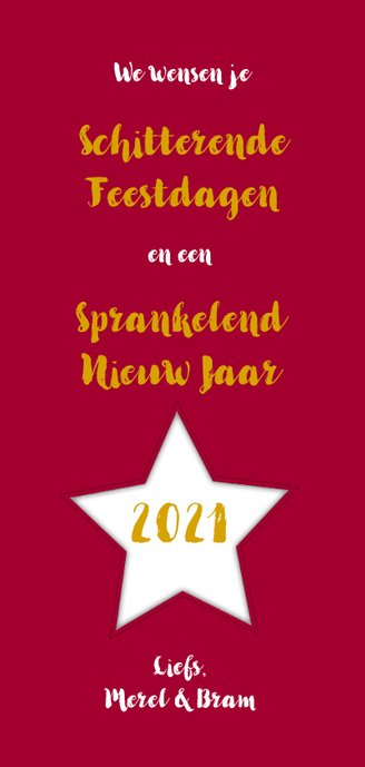 Kerstkaart collage langwerpig fotocollage met sterren Achterkant