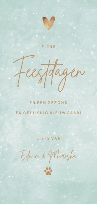 Kerstkaart eigen fotos hartje love Achterkant