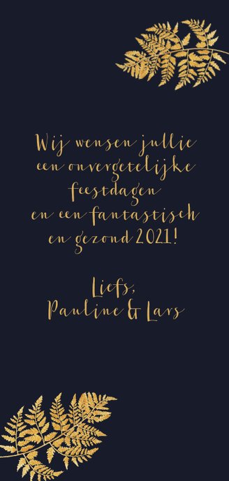 Kerstkaart foto en gouden Xmas Achterkant