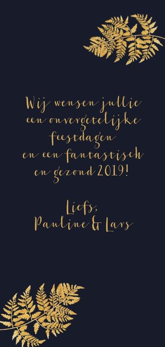 Kerstkaart foto en gouden Xmas Achterkant