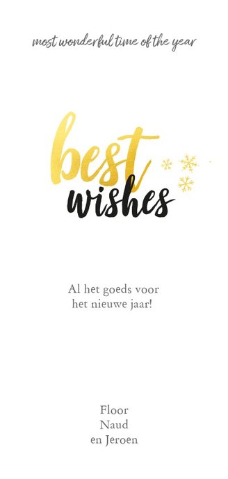 Kerstkaart - foto langwerpig goud zwart Achterkant