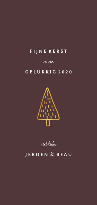 Kerstkaart holly jolly goudlook met foto Achterkant