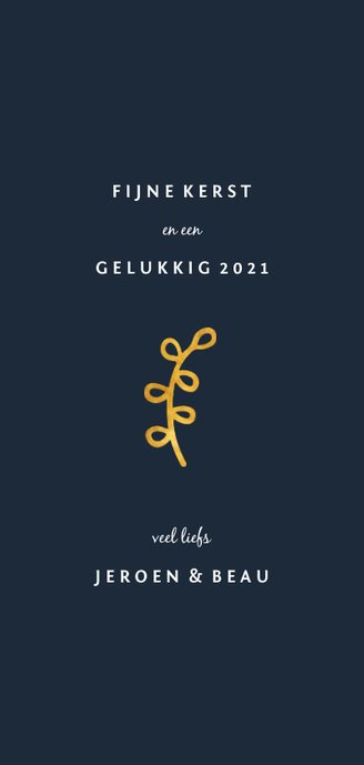 Kerstkaart joy to the world goudlook met foto Achterkant