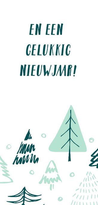 Kerstkaart kerstbomen mint Achterkant