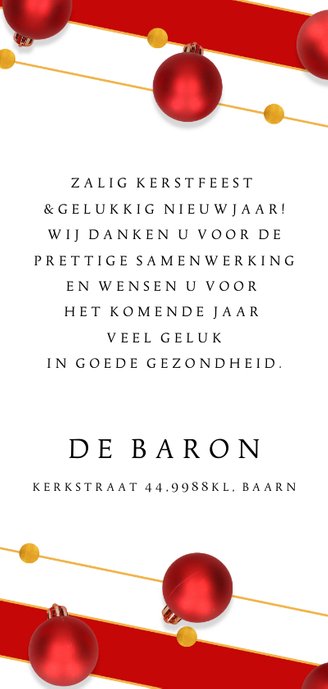 Kerstkaart klassieke feestdagen rood Achterkant