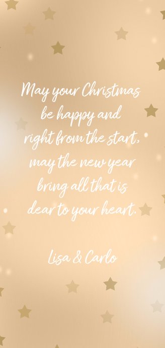 Kerstkaart label sterren en foto Achterkant