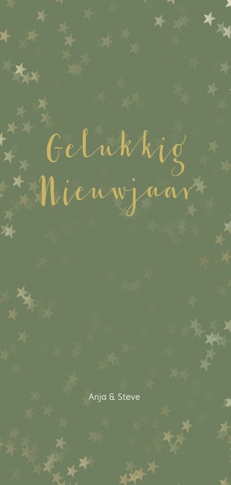 Kerstkaart langwerpig groen met kerstster - Een gouden kerst Achterkant