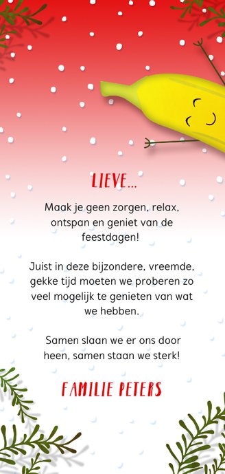 Kerstkaart langwerpig Hakuna Banana! Achterkant