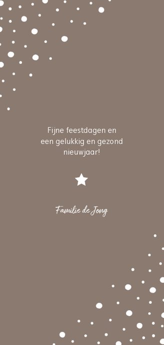 Kerstkaart langwerpig happy holidays met confetti sneeuw Achterkant