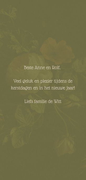 Kerstkaart langwerpig met vintage bloemen Achterkant