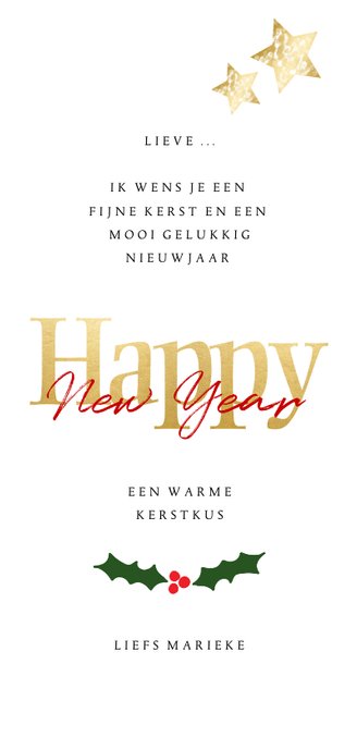 Kerstkaart langwerpig vierkant - een gouden kerst Achterkant