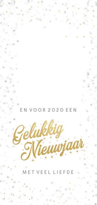 Kerstkaart met een mooie foto en kerst- en nieuwjaarswens Achterkant
