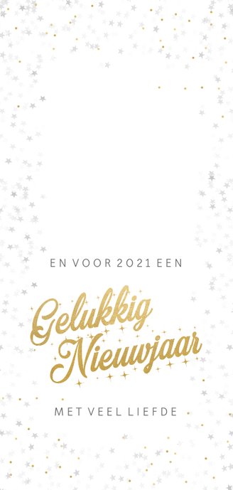 Kerstkaart met een mooie foto en kerst- en nieuwjaarswens Achterkant