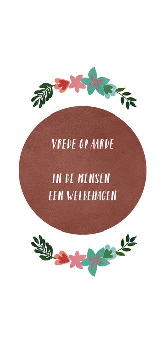 Kerstkaart met foto en winterkrans Achterkant