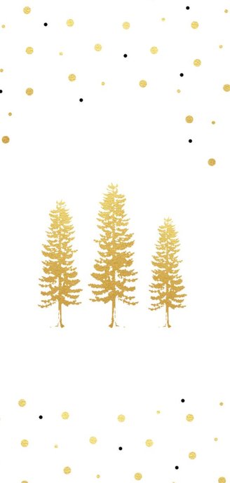 Kerstkaart met gouden kerstbomen 2