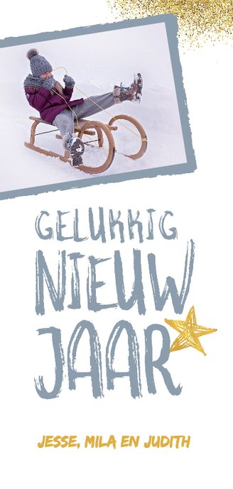 Kerstkaart met stoer fotokader Achterkant