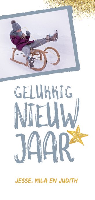 Kerstkaart met stoer fotokader Achterkant