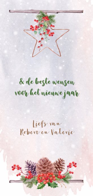 Kerstkaart met traditioneel kerstgroen Achterkant