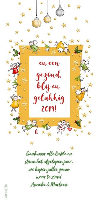 Kerstkaart mini engeltjes Achterkant
