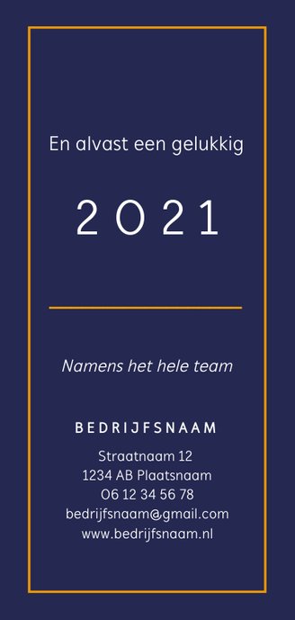 Kerstkaart modern goud met logo Achterkant